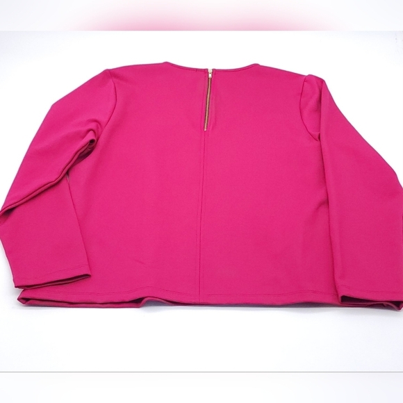 NWT Chloe Kristyn Veronica Ponte Top Plus Size 2X Fuchsia Long Sleeve V Neck - Picture 2 of 8
